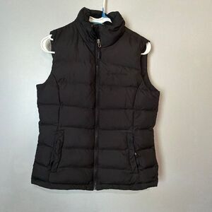Free Country Women’s Small Black Down Puffer Vest Full Zip Snap Pockets #1100